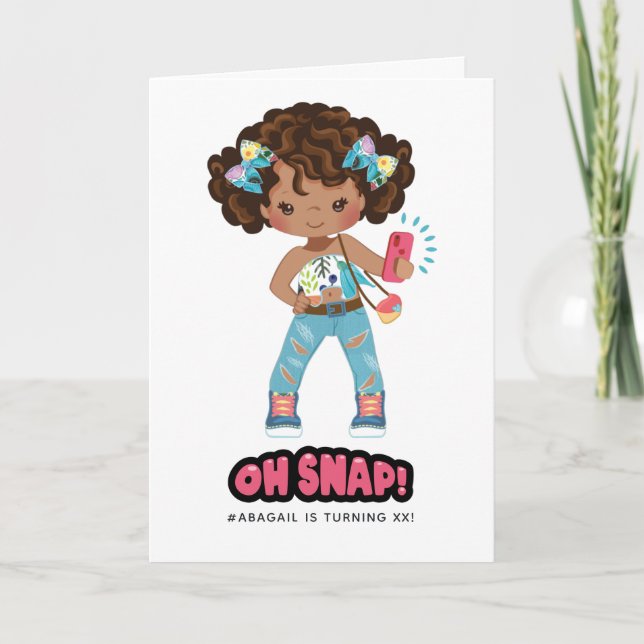 African American Girl Photo Booth Selfie Birthday Invitation (Front)
