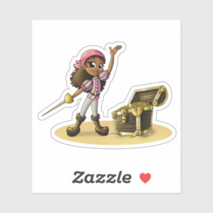 African American Girl Pirate Sticker
