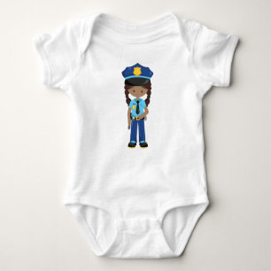 African American Girl, Police Girl, Police Officer Baby Bodysuit