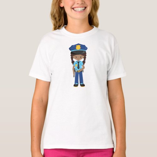 African American Girl Police Girl Police Officer T_Shirt