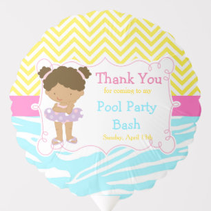 African American Girl Pool Party Bash Party Balloon