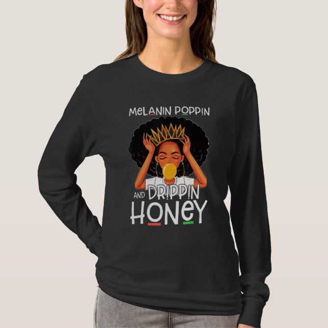 African American Girl Proud Of Black History Melan T-Shirt (Front)