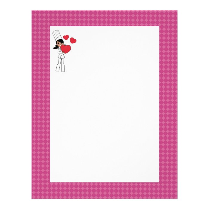 African American Girl Recipe Pages Unlined Personalized Letterhead