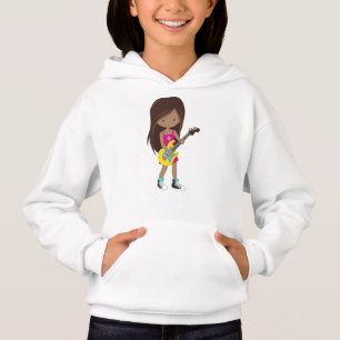 African American Girl, Rock Girl, Guitar Player Hoodie