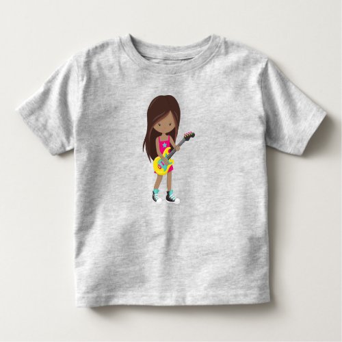 African American Girl Rock Girl Guitar Player Toddler T_shirt