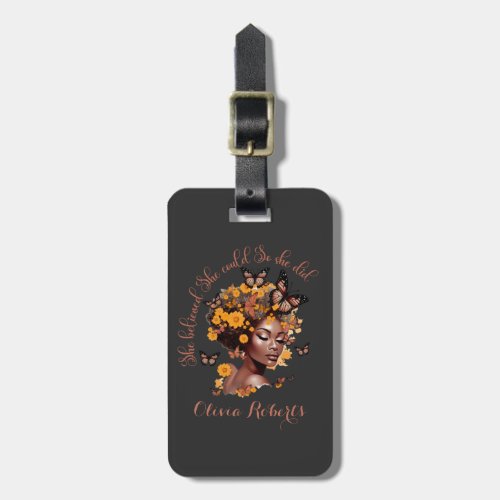 African American girl She believed She could Luggage Tag