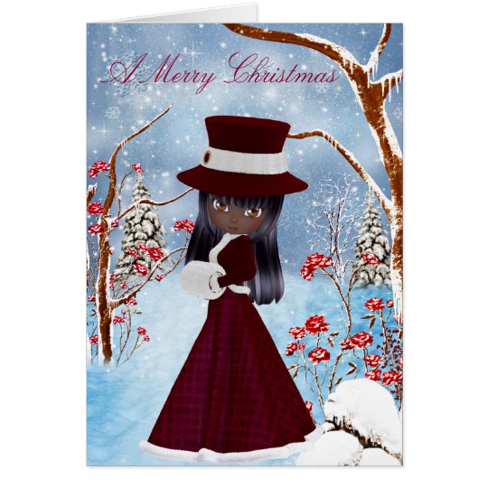 African American Girl, Snow , Merry Christmas Card | Zazzle.com