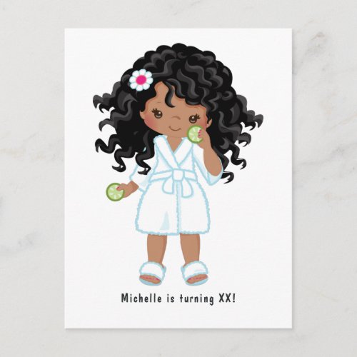 African American Girl Spa Sleepover Birthday Party Postcard