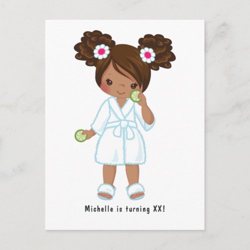 African American Girl Spa Sleepover Birthday Party Postcard