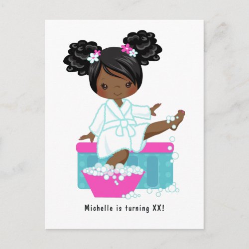 African American Girl Spa Sleepover Birthday Party Postcard