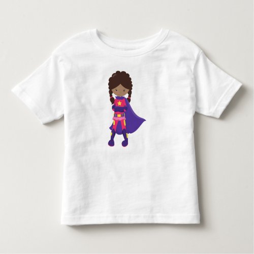 African American Girl Superhero Girl Cape Toddler T_shirt