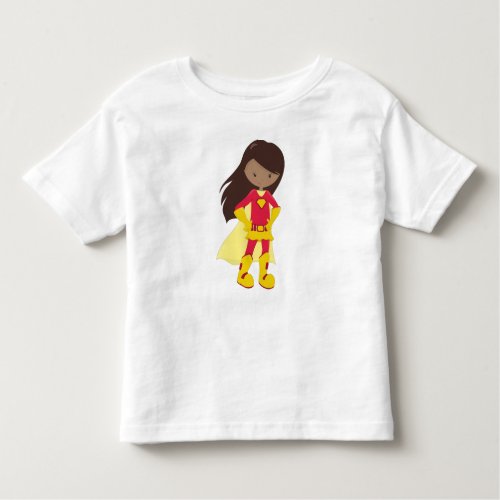 African American Girl Superhero Girl Red Costume Toddler T_shirt