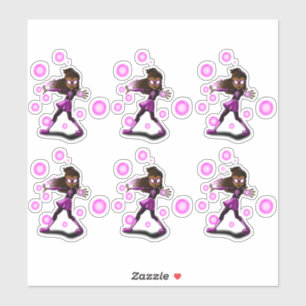 African American Girl Superhero Sticker