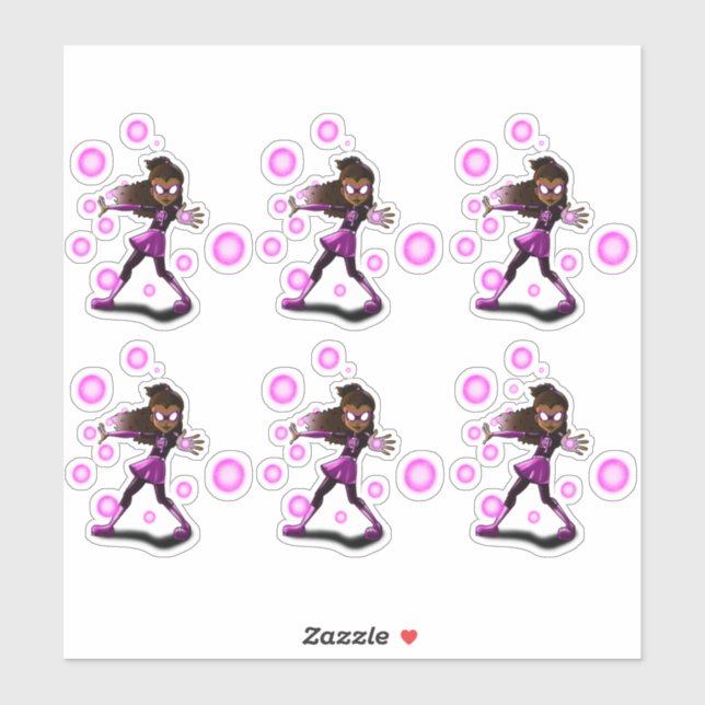 African American Girl Superhero Sticker (Sheet)