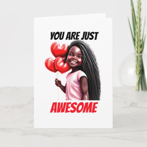 African american girl valentines day awesome  holiday card
