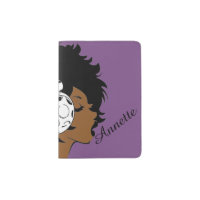 African American Girl w/Headphones Passport Holder