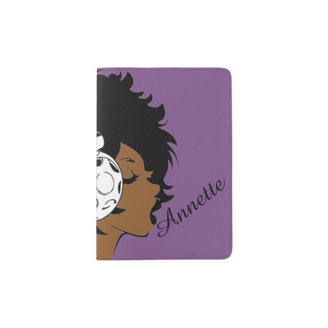 African American Girl w/Headphones Passport Holder (Front)