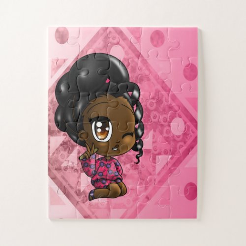 African American Girl with Afro Puffs Jigsaw Puzzle