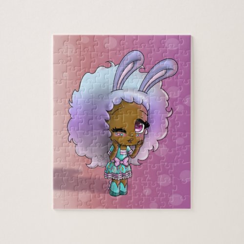 African American Girl with Bunny Ears Jigsaw Puzzle