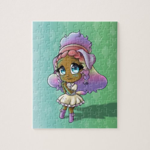 African American Girl with Dog Ears Jigsaw Puzzle