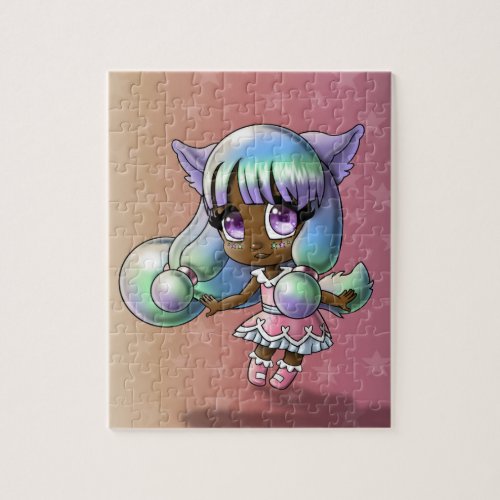 African American Girl with Fox Ears Jigsaw Puzzle