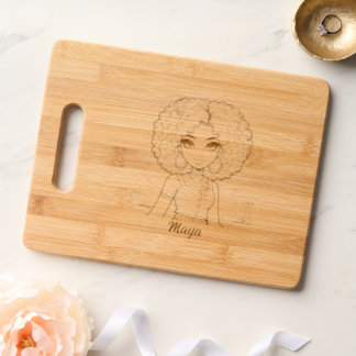 African American Girl with Natural hair Engraved Cutting Board