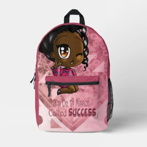 African American Girl with Positive Words Printed Backpack
