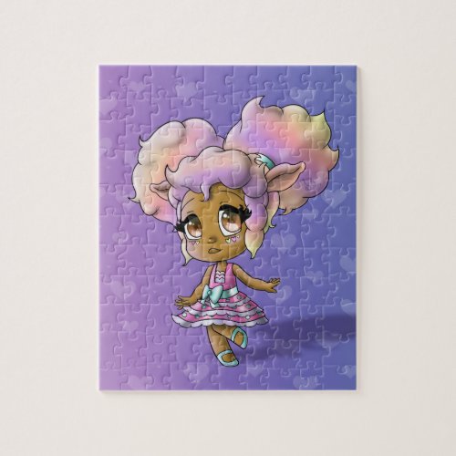 African American Girl with Sheep Ears Jigsaw Puzzle