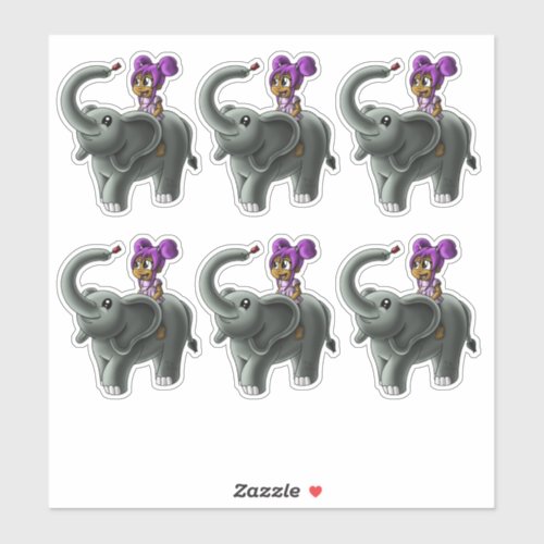 African American Girls and Elephants Sticker