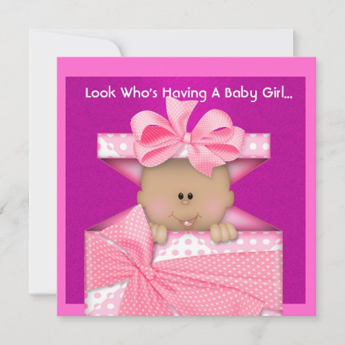 AFRICAN AMERICAN GIRLS BABY SHOWER  INVITATION