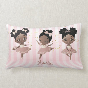 African American Girls Ballet Dancing, Ballerinas Lumbar Pillow