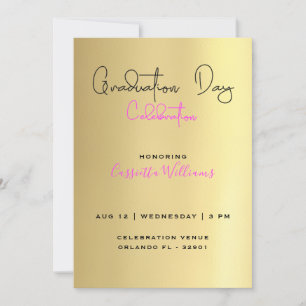 African American Girls Gold Graduation Invitation