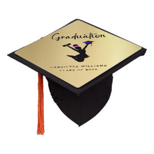 African American Girly Gold Graduation Cap Topper