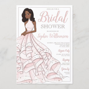 African American Glitter Glam Bride Bridal Shower Invitation