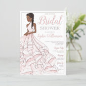 African American Glitter Glam Bride Bridal Shower Invitation (Standing Front)