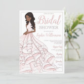 African American Glitter Glam Bride Bridal Shower Invitation (Standing Front)