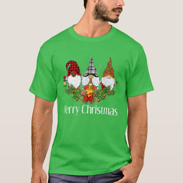 African American Gnome Merry Christmas T-Shirt (Front)