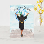 African American Graduation Congratulations Card (Yellow Flower)