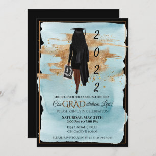 African American Graduation Invitation (Dark Skin)