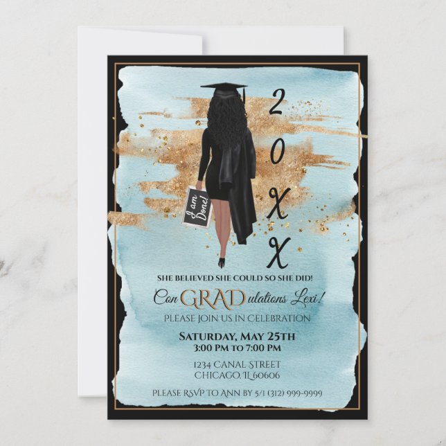 African American Graduation Invitation (Lt Skin) (Front)