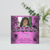 African American Graduation Party Pink Girl Photo Invitation (Standing Front)