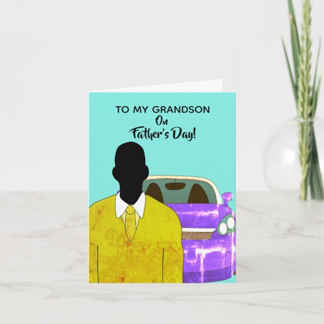 African American Grandson Suit & Tie Father's Day Card (Front)