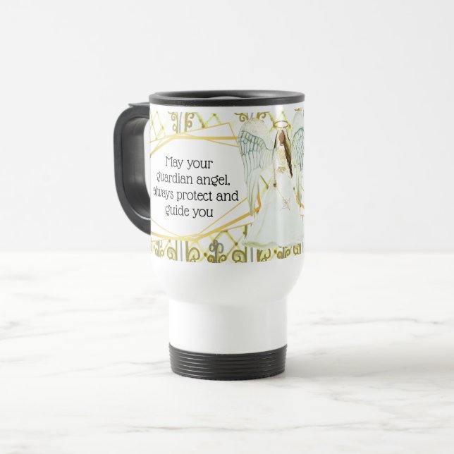 African American guardian angel windows with quote Travel Mug (Front Left)