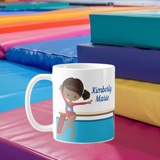 African American Gymnast Girl Cute Gymnastics Coffee Mug (Creator Uploaded)
