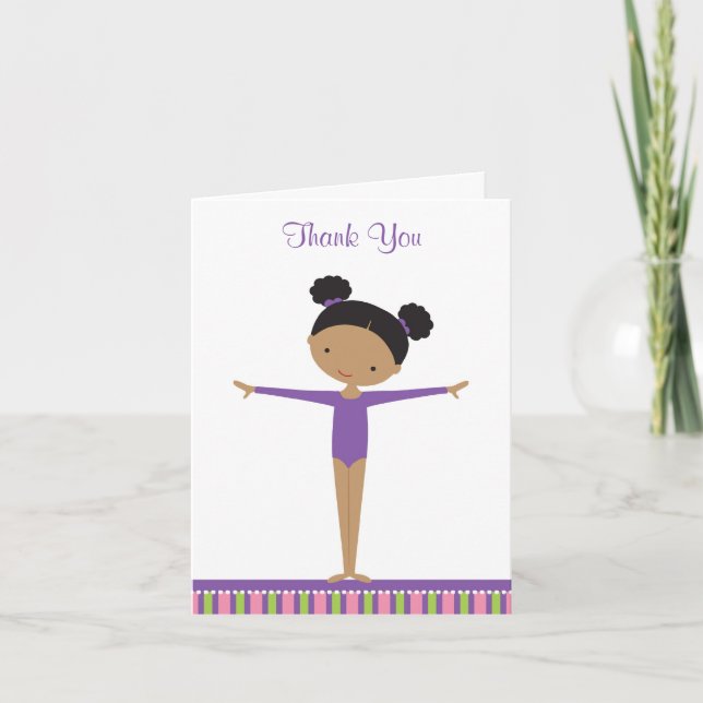 African American Gymnast Thank You Note Cards (Front)