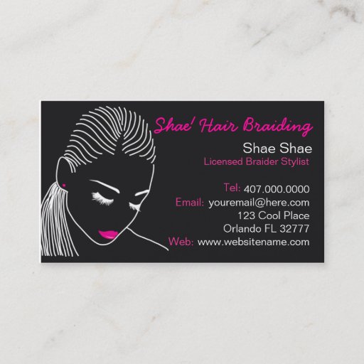 Customizable African American Hair Braider Salon Business Card