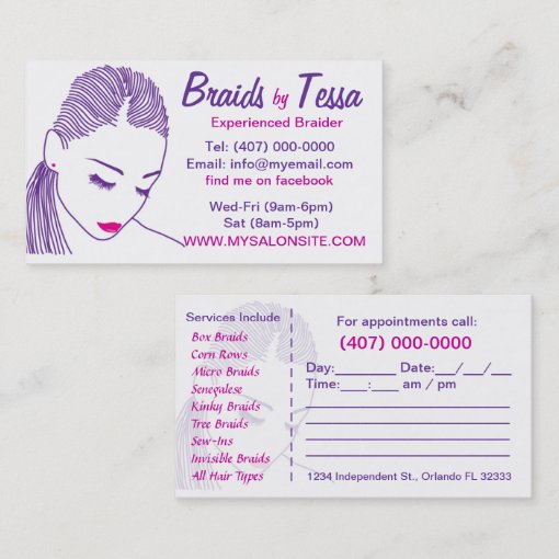 African American Hair Braiding Salon Business Card | Zazzle