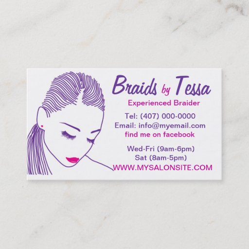 Customizable African American Hair Braiding Salon Business Card