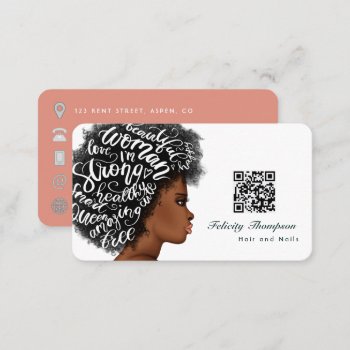African American Hairdresser Qr Code Business Card by partypeeps at Zazzle