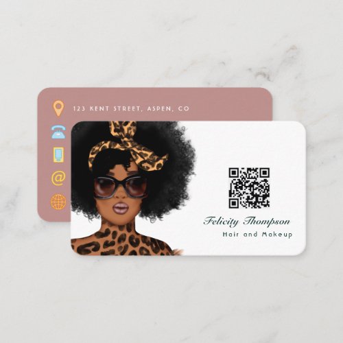 African American Hairdresser QR Code Business Card